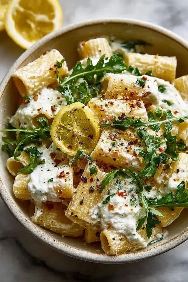 Lemon Ricotta Pasta With Arugula