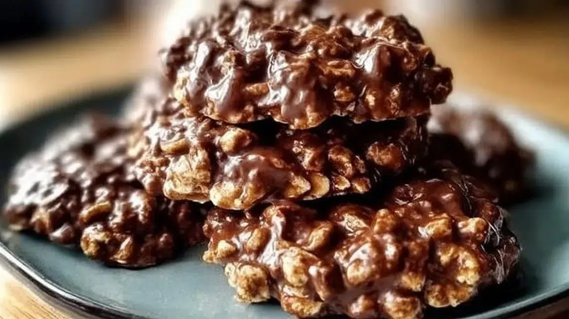 Delicious no bake cookies arranged on a plate for a quick dessert treat