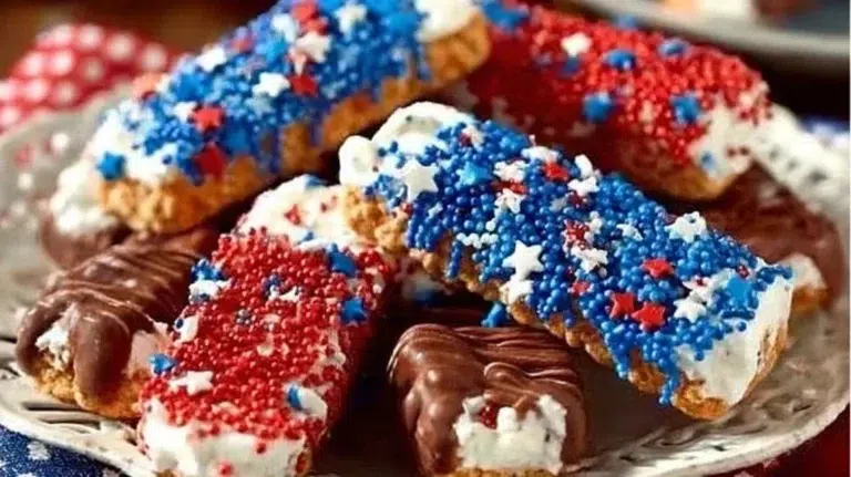 No-bake patriotic desserts featuring red, white, and blue toppings.