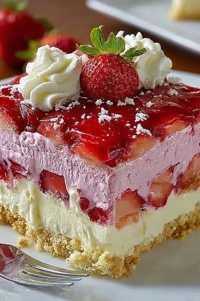 No-Bake Strawberry Jello Lasagna