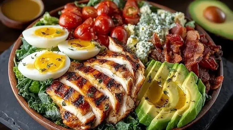Paleo Grilled Chicken Cobb Salad with Honey Dijon Dressing