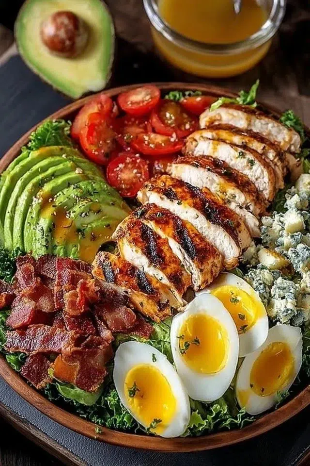 Paleo Grilled Chicken Cobb Salad with Honey Dijon Dressing