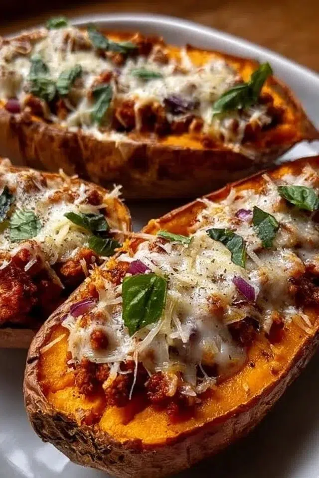 Protein loaded sweet potato boats