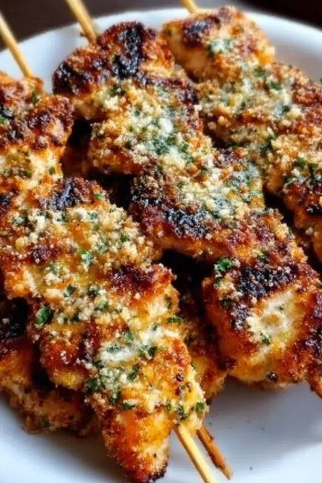Ranch Garlic Parmesan Chicken Skewers