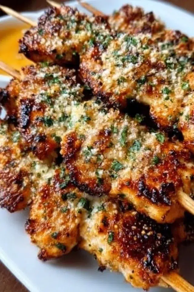Ranch Garlic Parmesan Chicken Skewers