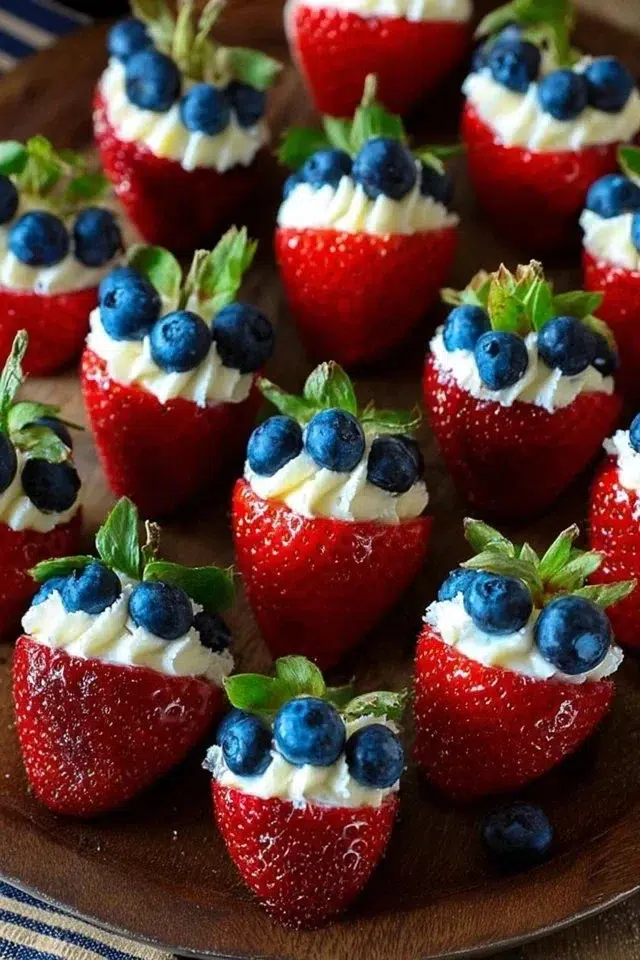 Red, White, and Blue Cheesecake Strawberries