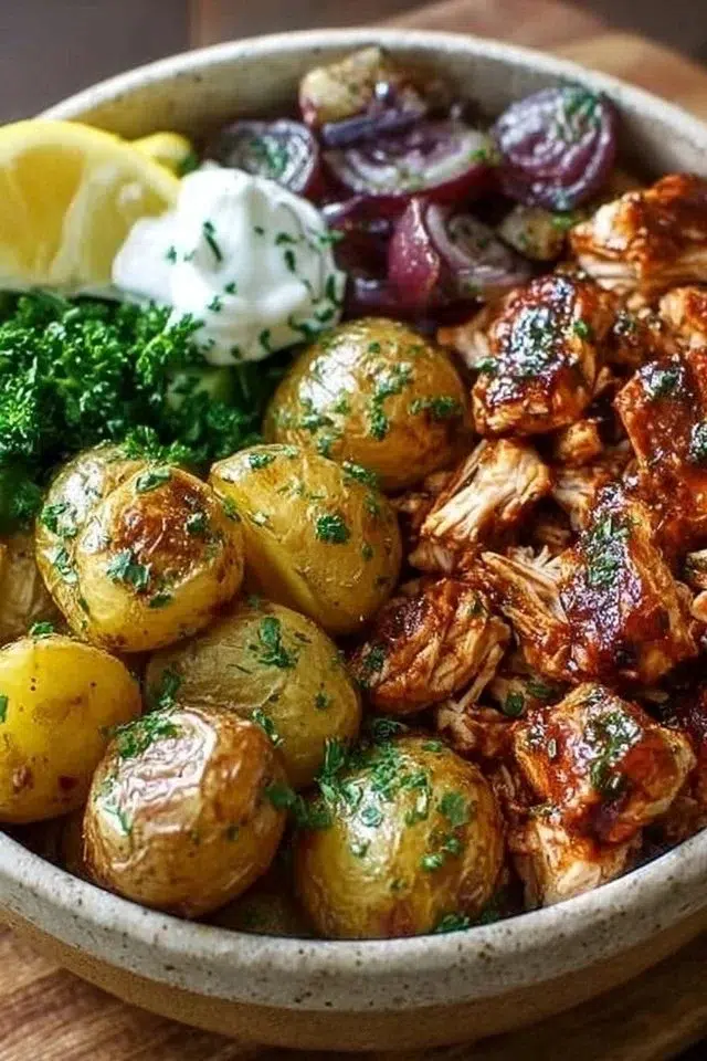 Skinny Chicken and Roasted Potato Bowl