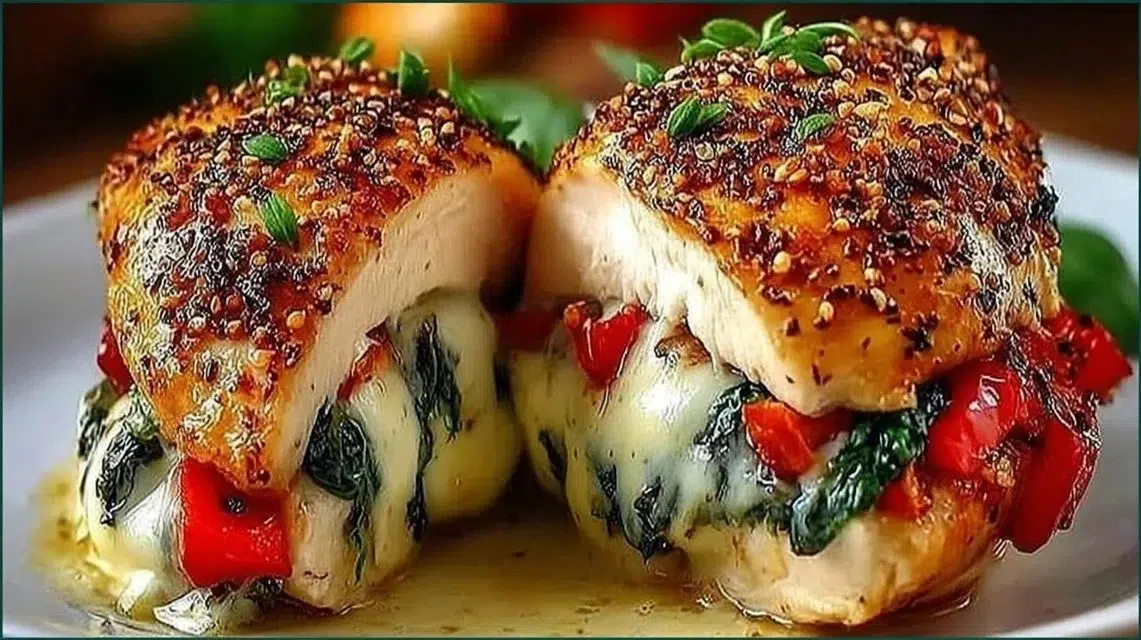 Delicious stuffed chicken breast filled with herbs and cheese