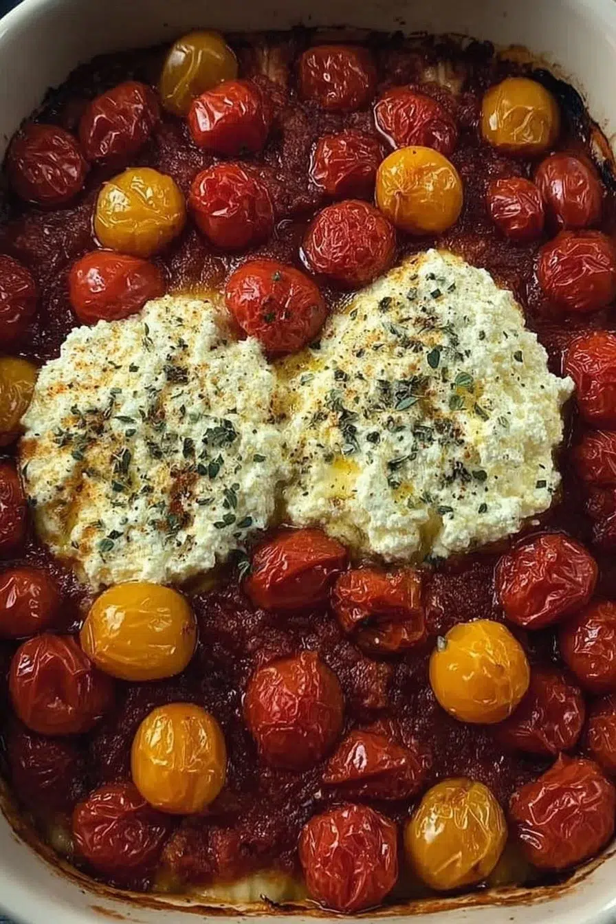 Baked Feta Pasta with Boursin, Sundried Tomatoes, and Spinach
