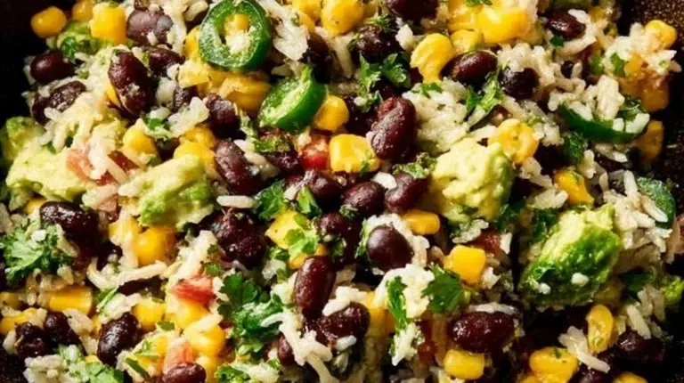 Colorful and nutritious black bean salad with fresh vegetables