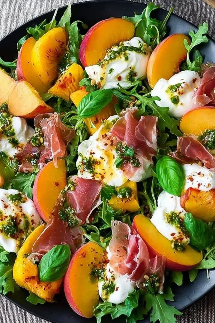 Burrata Salad with Peaches and Prosciutto