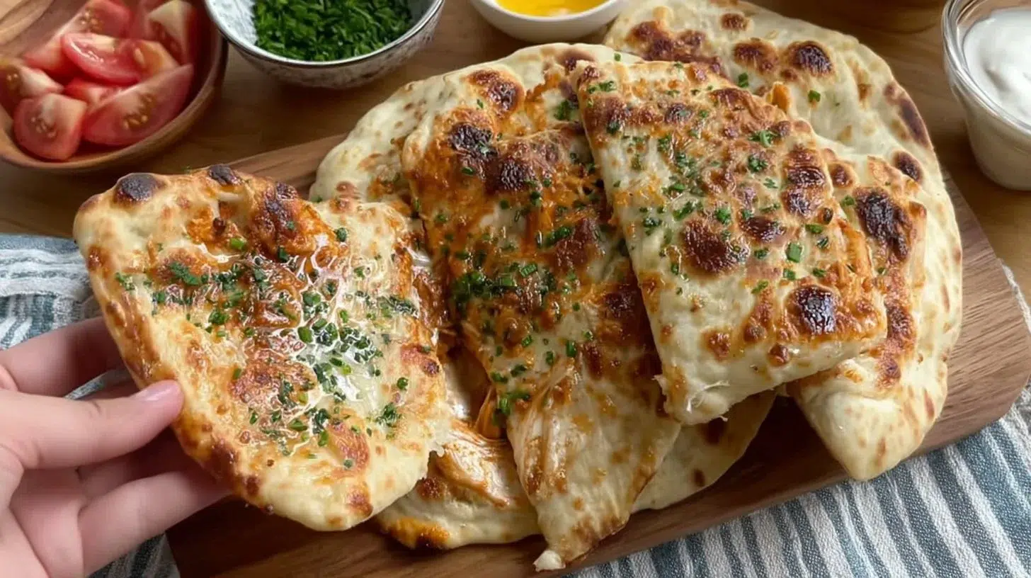 Delicious Butter Chicken Flatbread topped with savory spices and fresh herbs