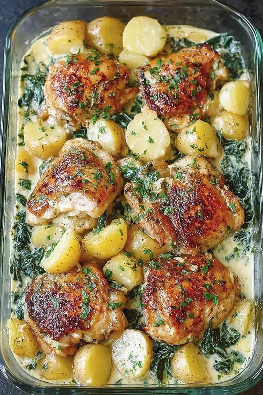 Chicken and Potatoes with Garlic Parmesan Cream Sauce