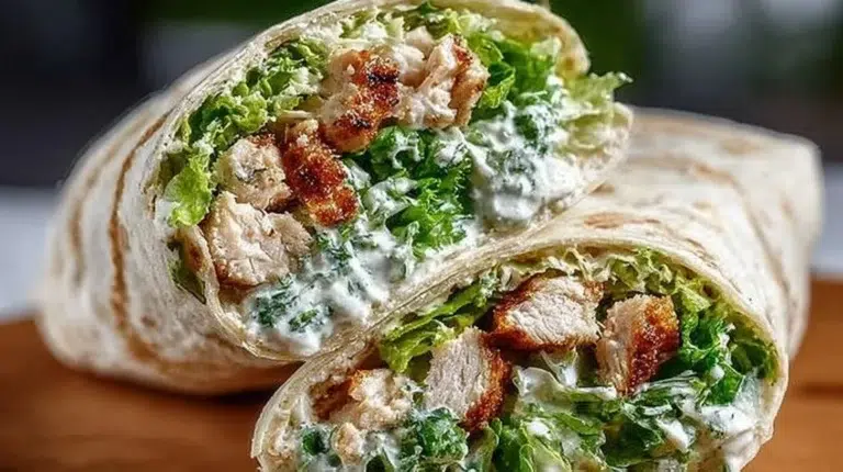 Delicious Chicken Caesar Salad Wraps ready to be served