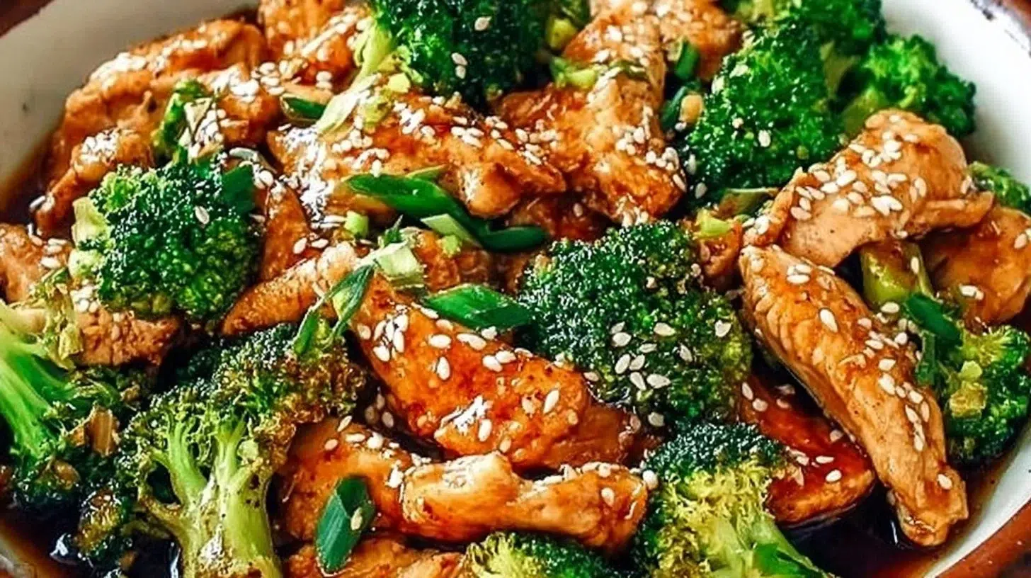 Delicious Chinese Chicken and Broccoli dish served with rice