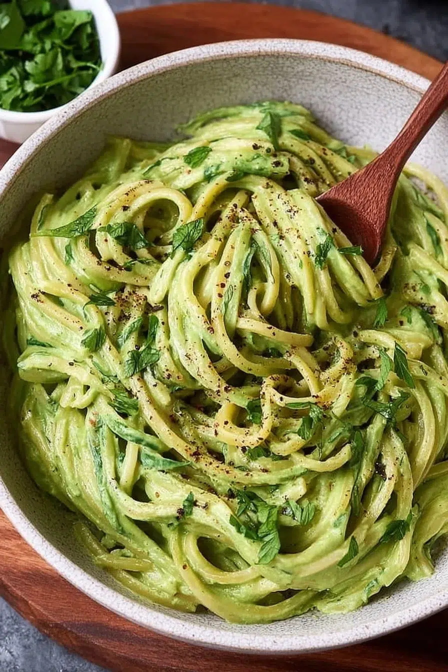 Avocado Skillet Spinach Garlic Pasta