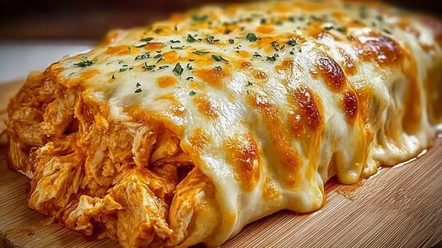 Creamy Buffalo Chicken Cheese Bake served in a dish, ideal for weeknight meals.