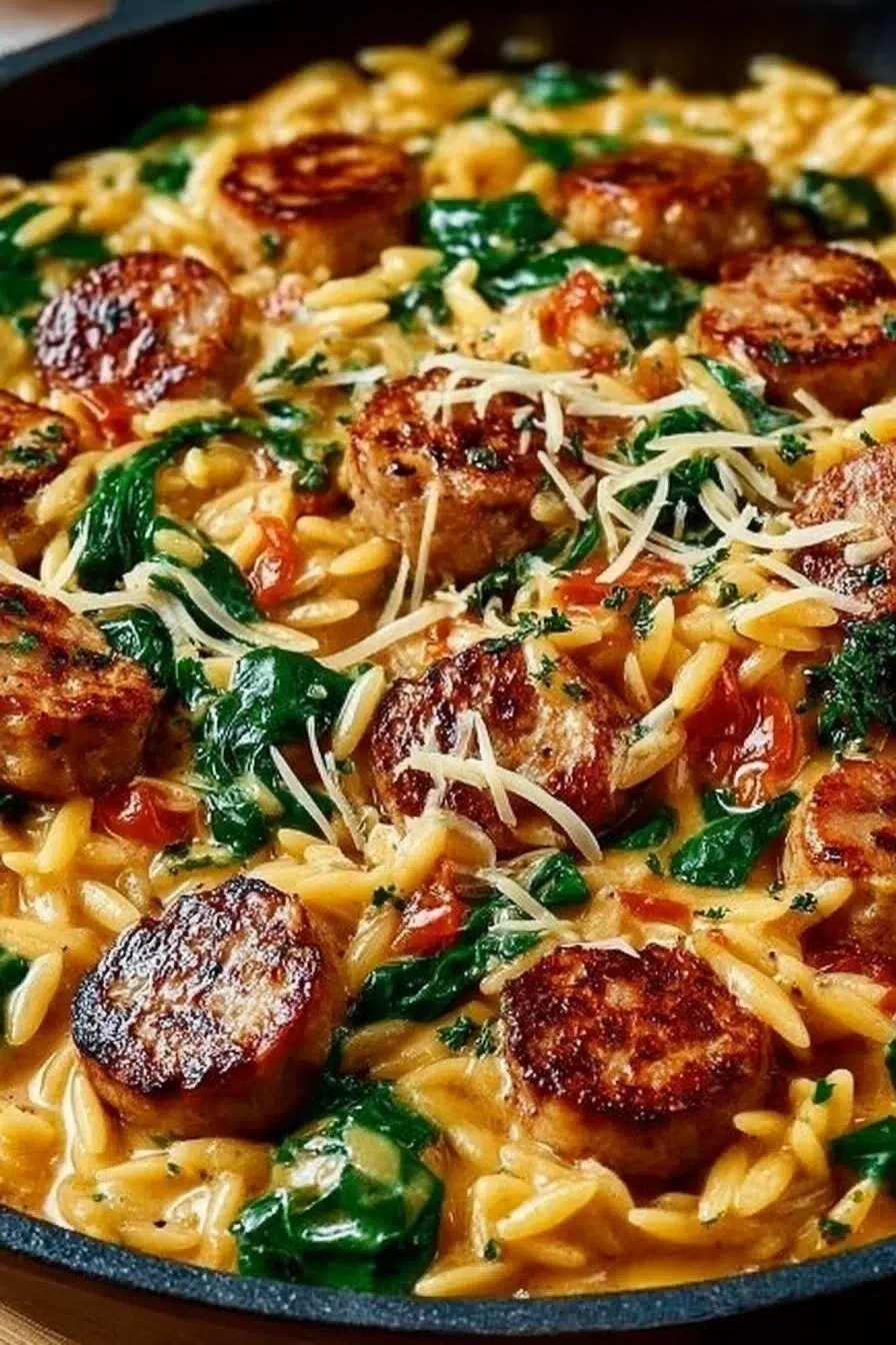 Creamy Chicken Sausage Orzo : A One-Pan Meal