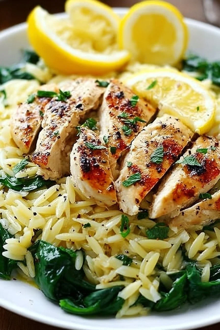 Garlic Butter Lemon Orzo with Chicken