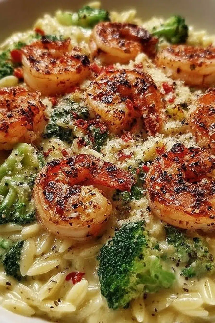 Creamy Orzo Shrimp and Broccoli