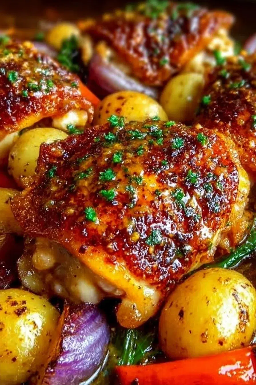 Easy Crispy Honey Mustard Chicken Thighs Sheet Pan Dinner