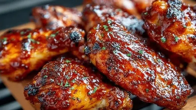 Crispy and juicy oven-baked BBQ chicken wings served on a plate