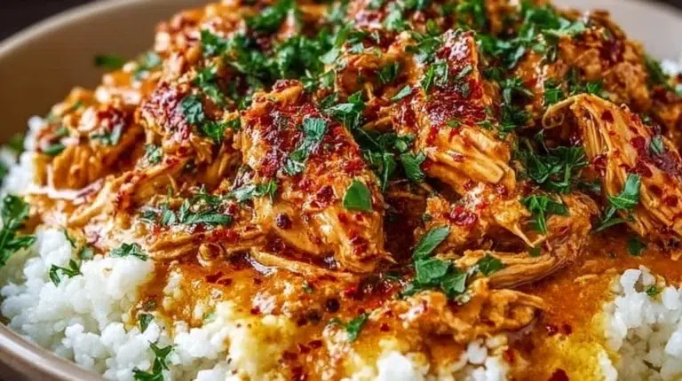 Delicious Crockpot Cajun Butter Chicken served with creamy sauce