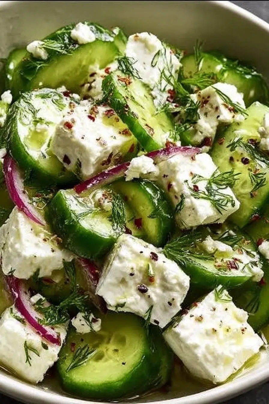 Cucumber Feta Salad with Lemon Greek Vinaigrette