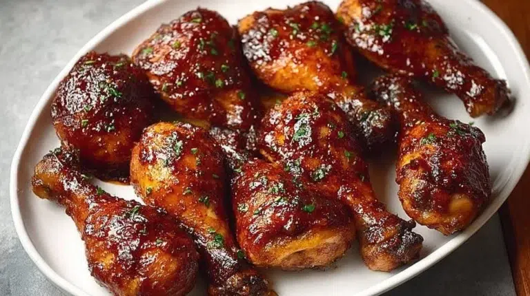 Crispy oven-baked chicken drumsticks on a plate