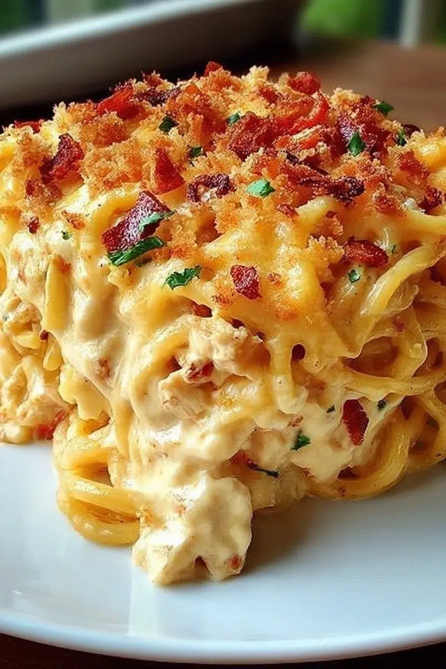 Easy Southern Cheesy Chicken Spaghetti Casserole