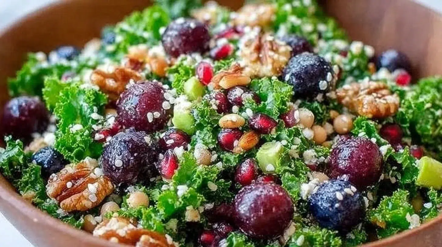 Colorful vegan superfood salad with fresh vegetables and healthy toppings