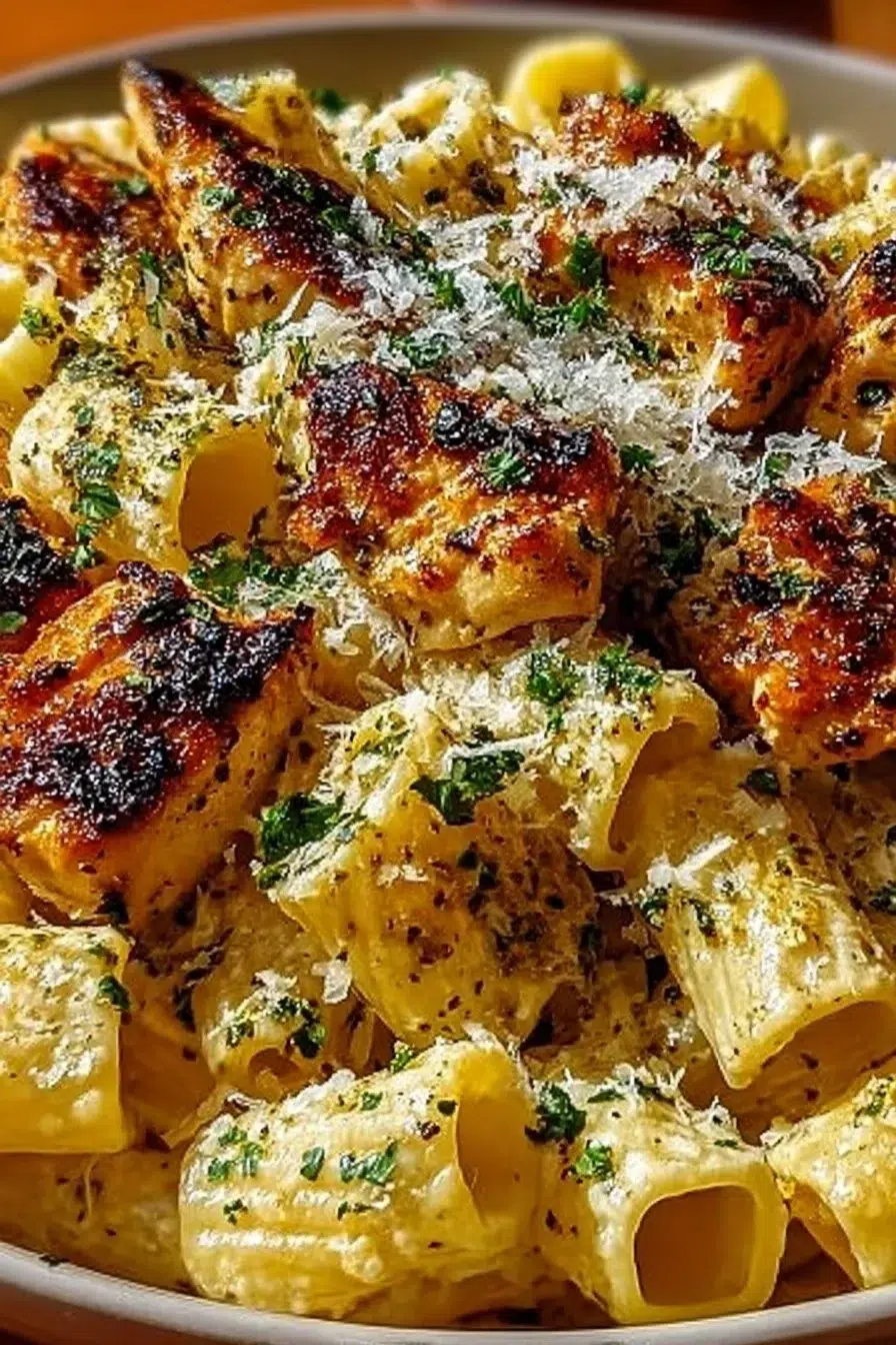Garlic Butter Chicken with Rigatoni and Parmesan