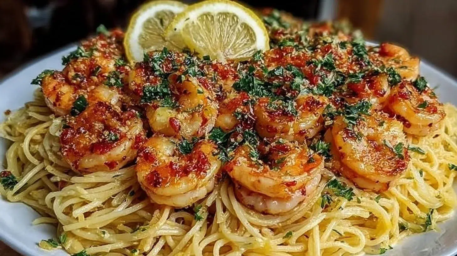 Garlic Butter Shrimp Scampi Pasta served in a bowl, ready to enjoy.