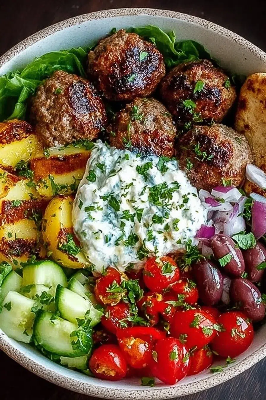 Greek Meatball Bowl