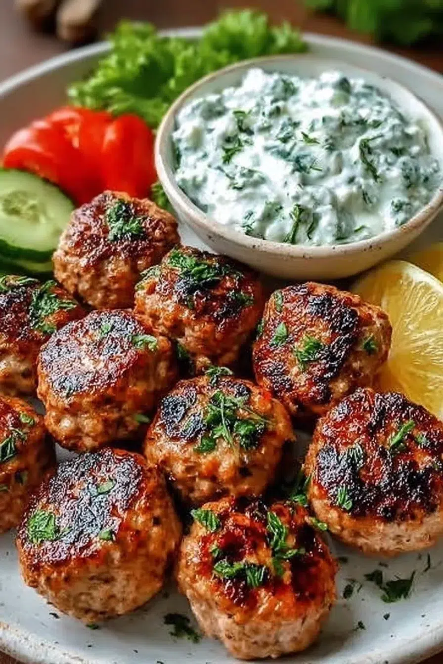 Greek Turkey Meatballs with Tzatziki