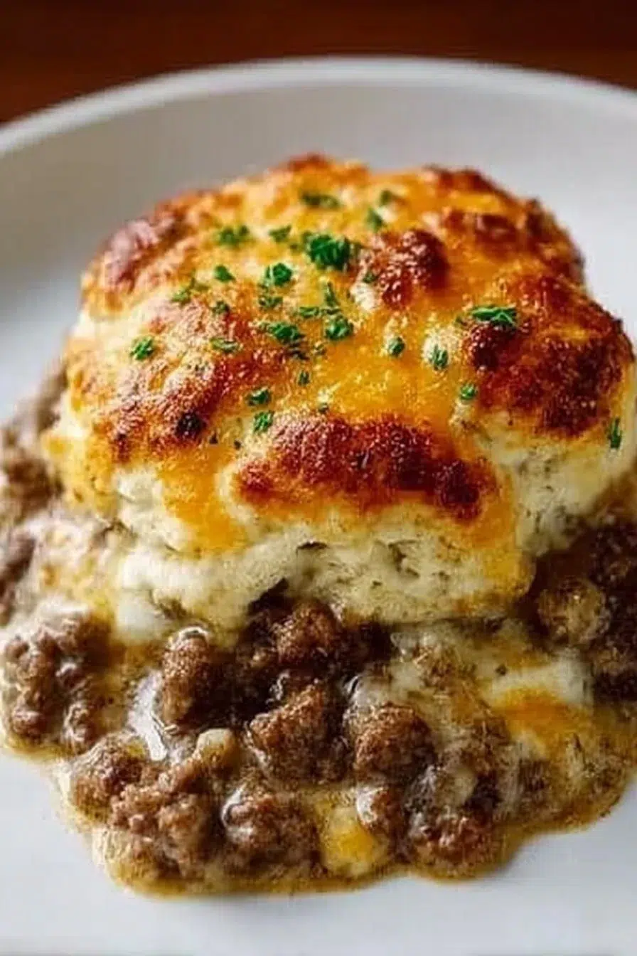 Ground Beef and Biscuit Bake