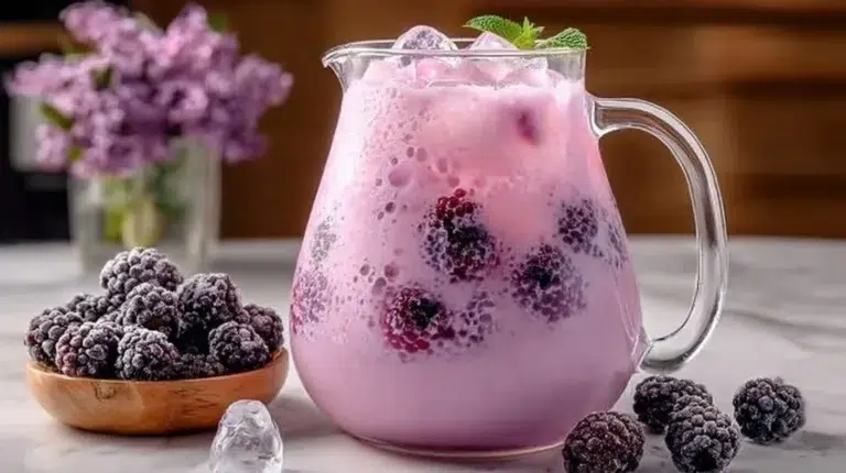 Homemade blackberry coconut pink drink, Starbucks-inspired refreshing beverage