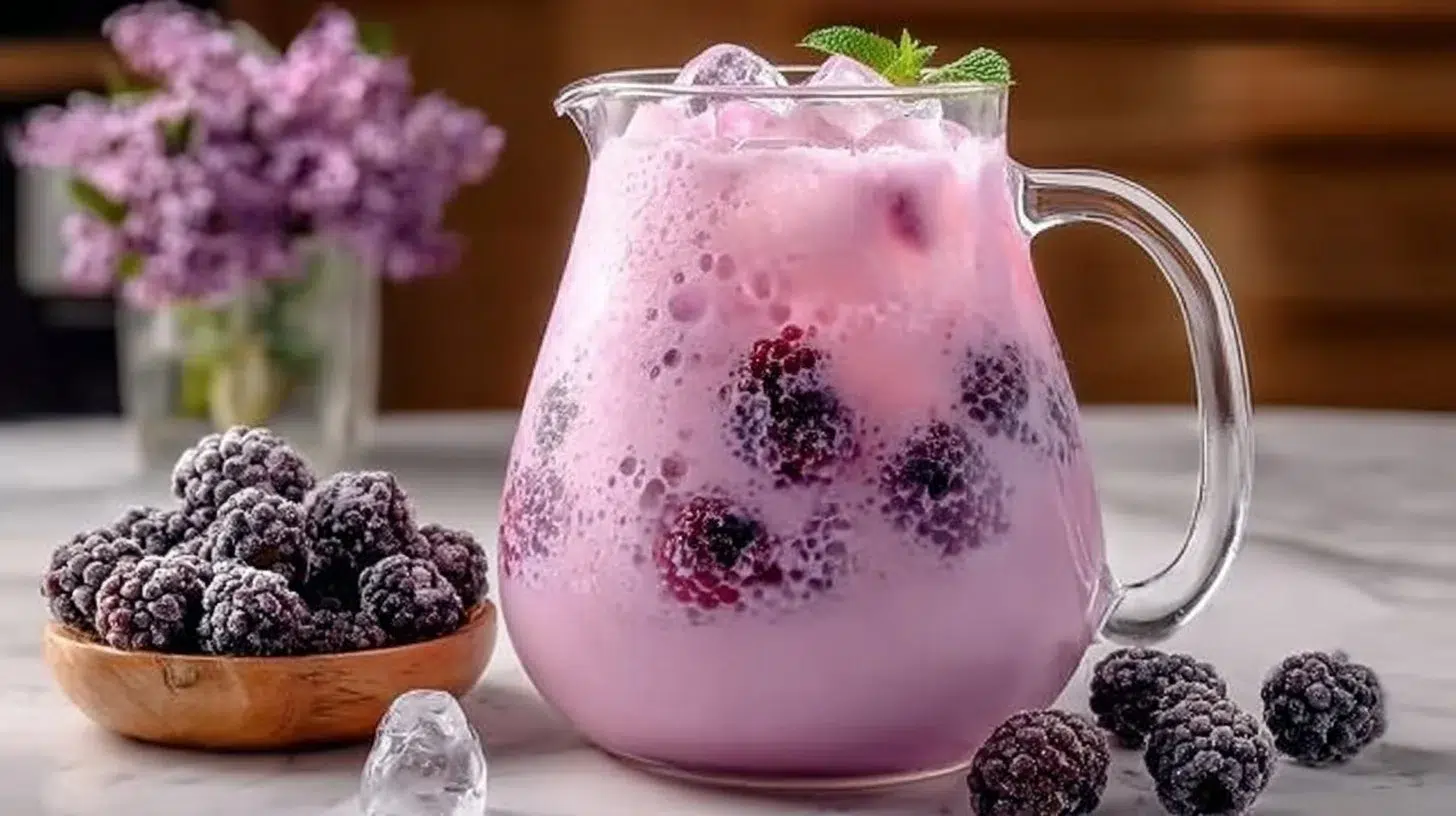 Homemade blackberry coconut pink drink, Starbucks-inspired refreshing beverage