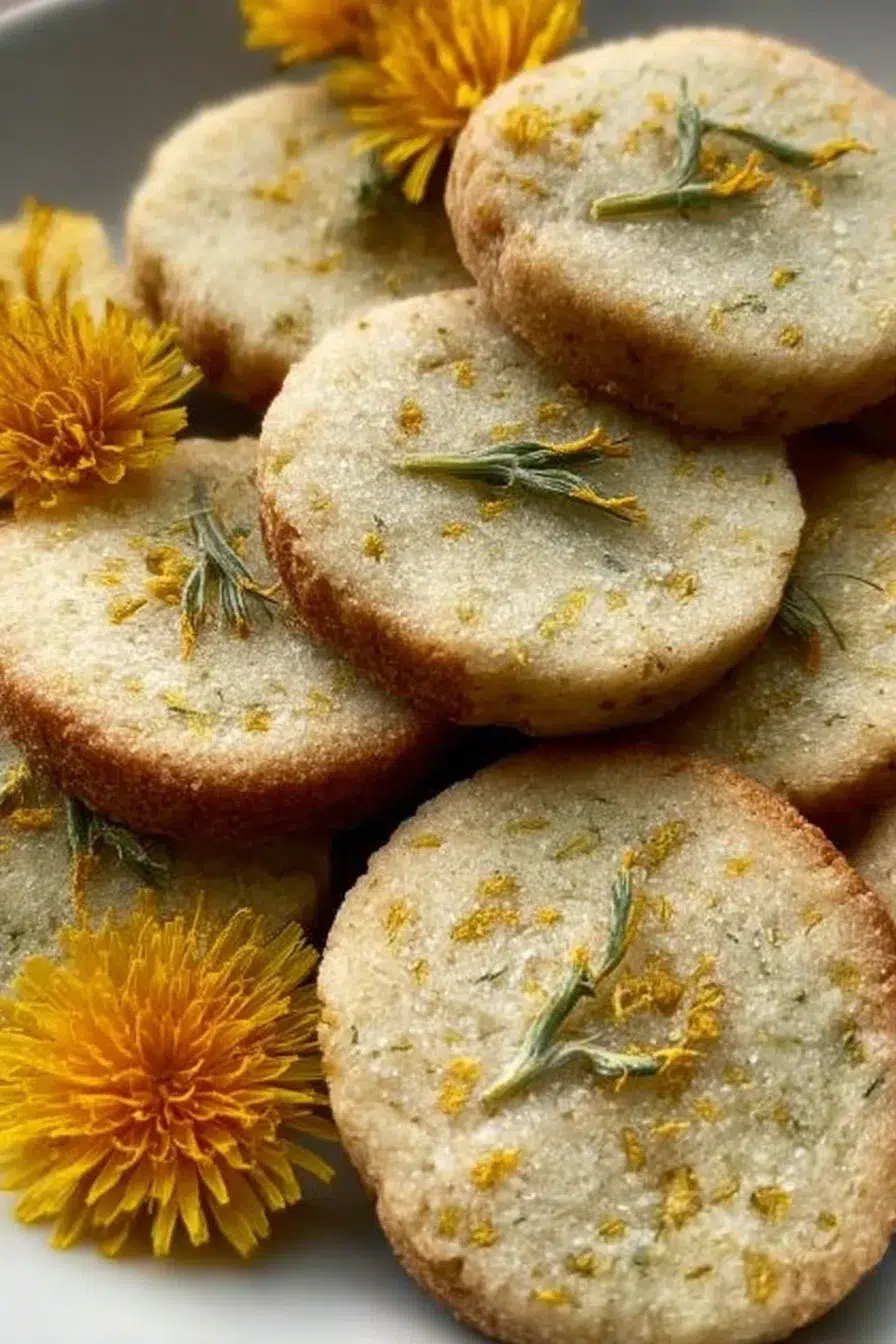 Honey Dandelion Shortbread Cookies