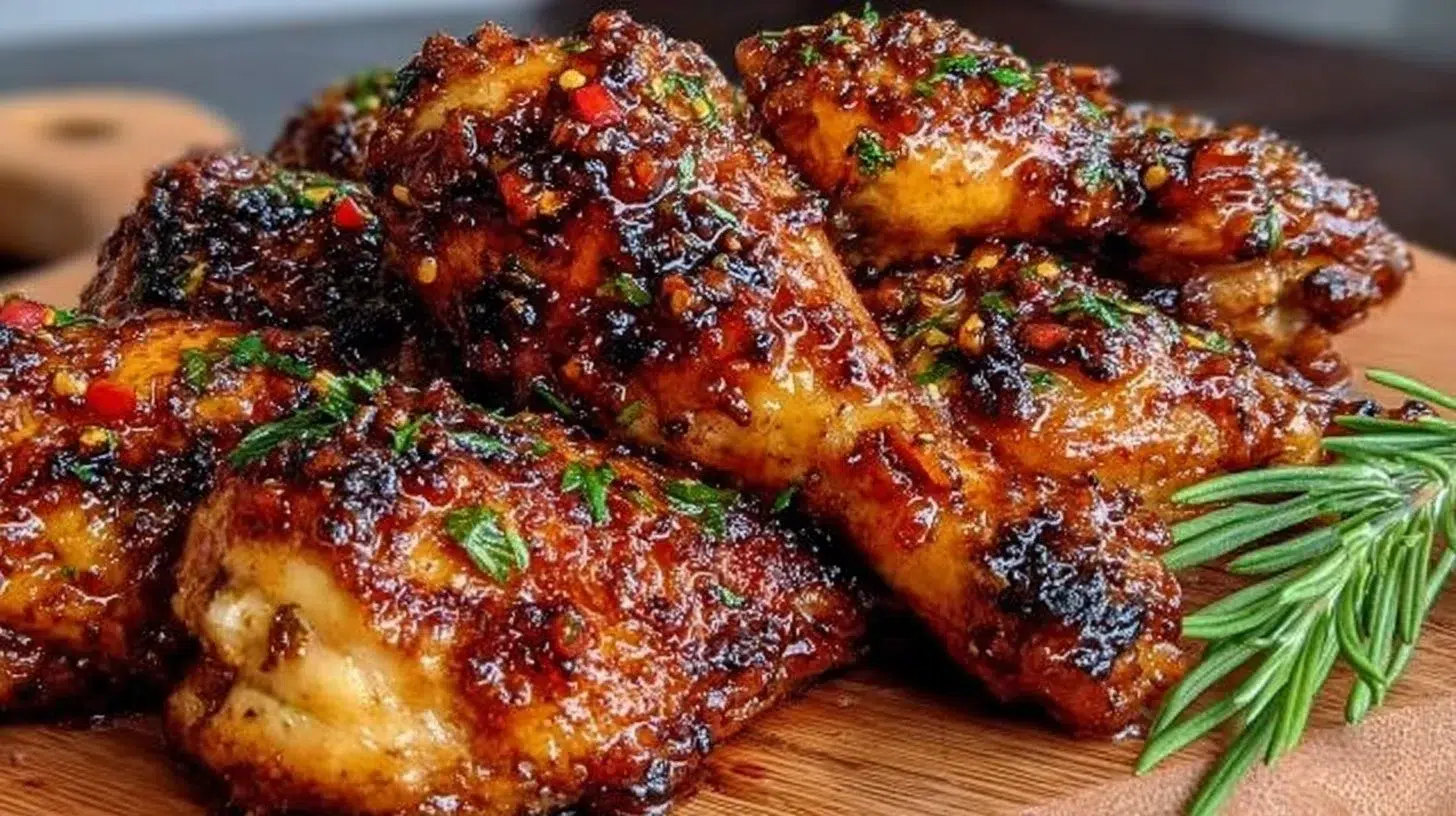 Honey-Glazed Garlic Chicken dish garnished with herbs