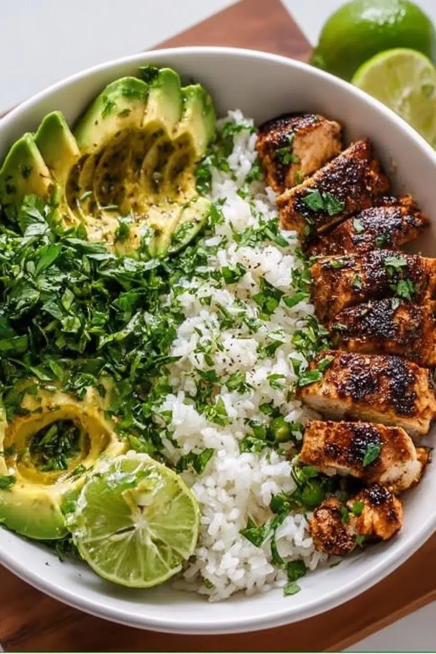Honey Lime Chicken & Avocado Rice Bowl – High Protein Healthy Dinner Idea