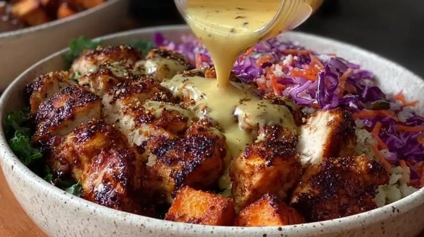 Hot Honey Chicken Plate with crispy chicken and honey drizzle