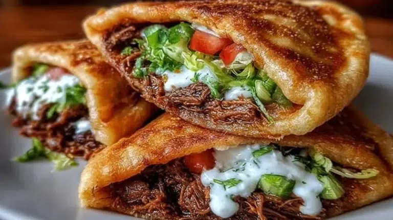 Homemade Mexican gorditas served with toppings and fillings