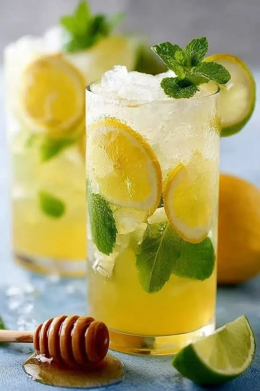 Iced Green Tea with Lemon, Lime, and Fresh Mint