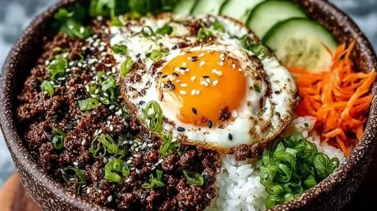 Delicious Korean Ground Beef Bowls served with rice and veggies