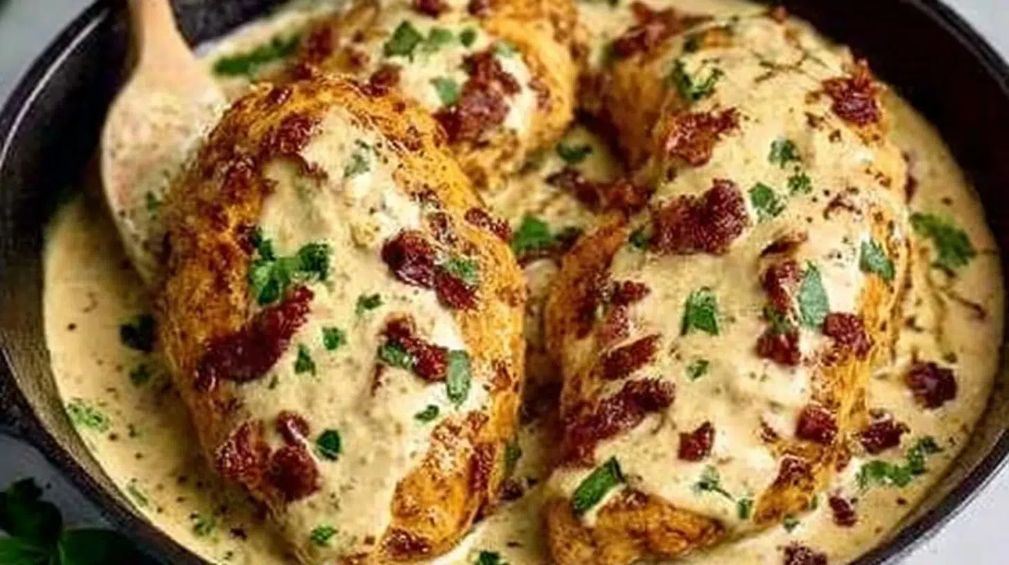 Delicious Marry Me Chicken served with creamy sauce and herbs.