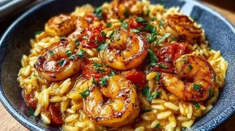 Marry Me Shrimp and Orzo Pasta dish with shrimp and orzo in a creamy sauce