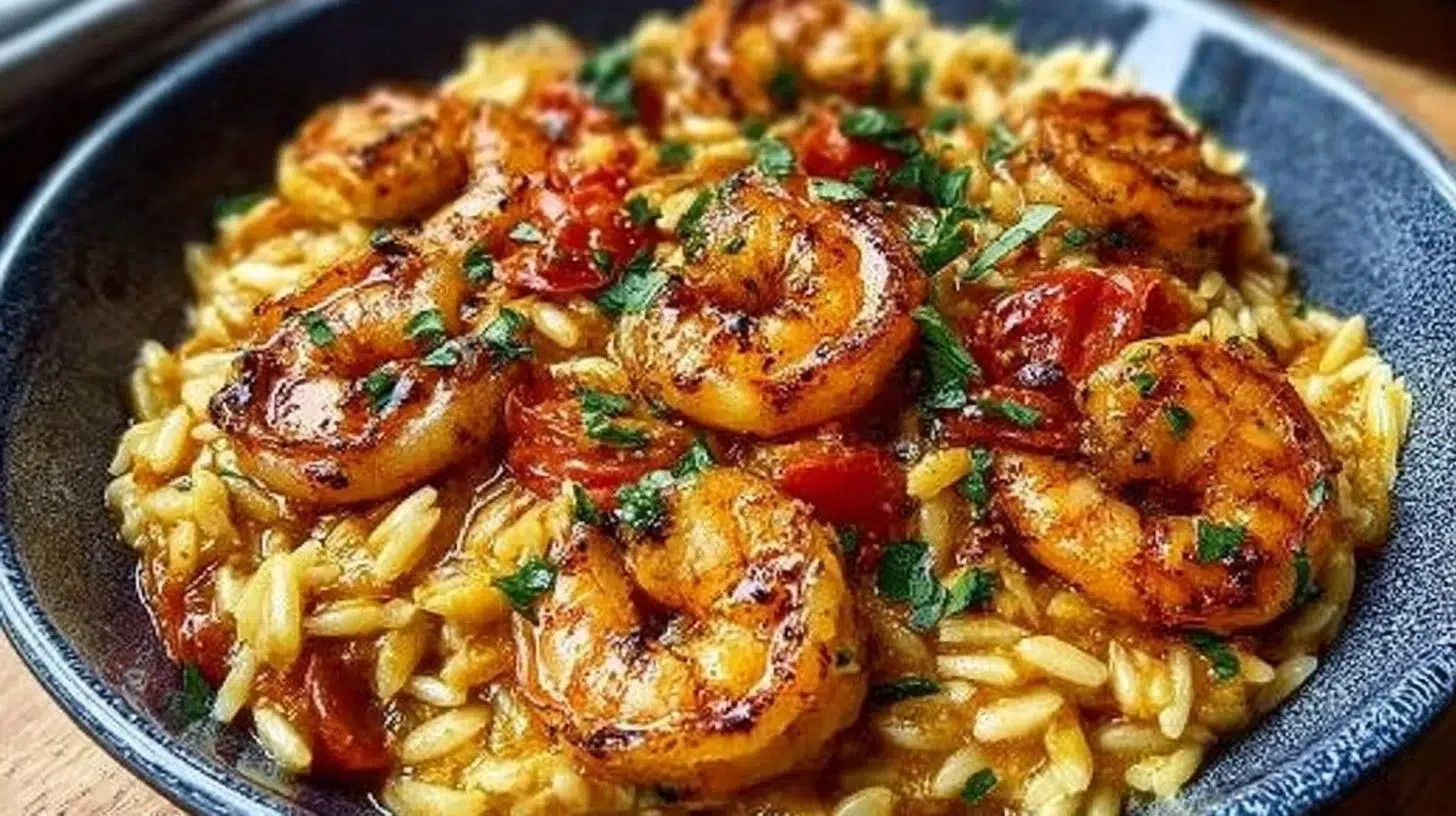 Marry Me Shrimp and Orzo Pasta dish with shrimp and orzo in a creamy sauce