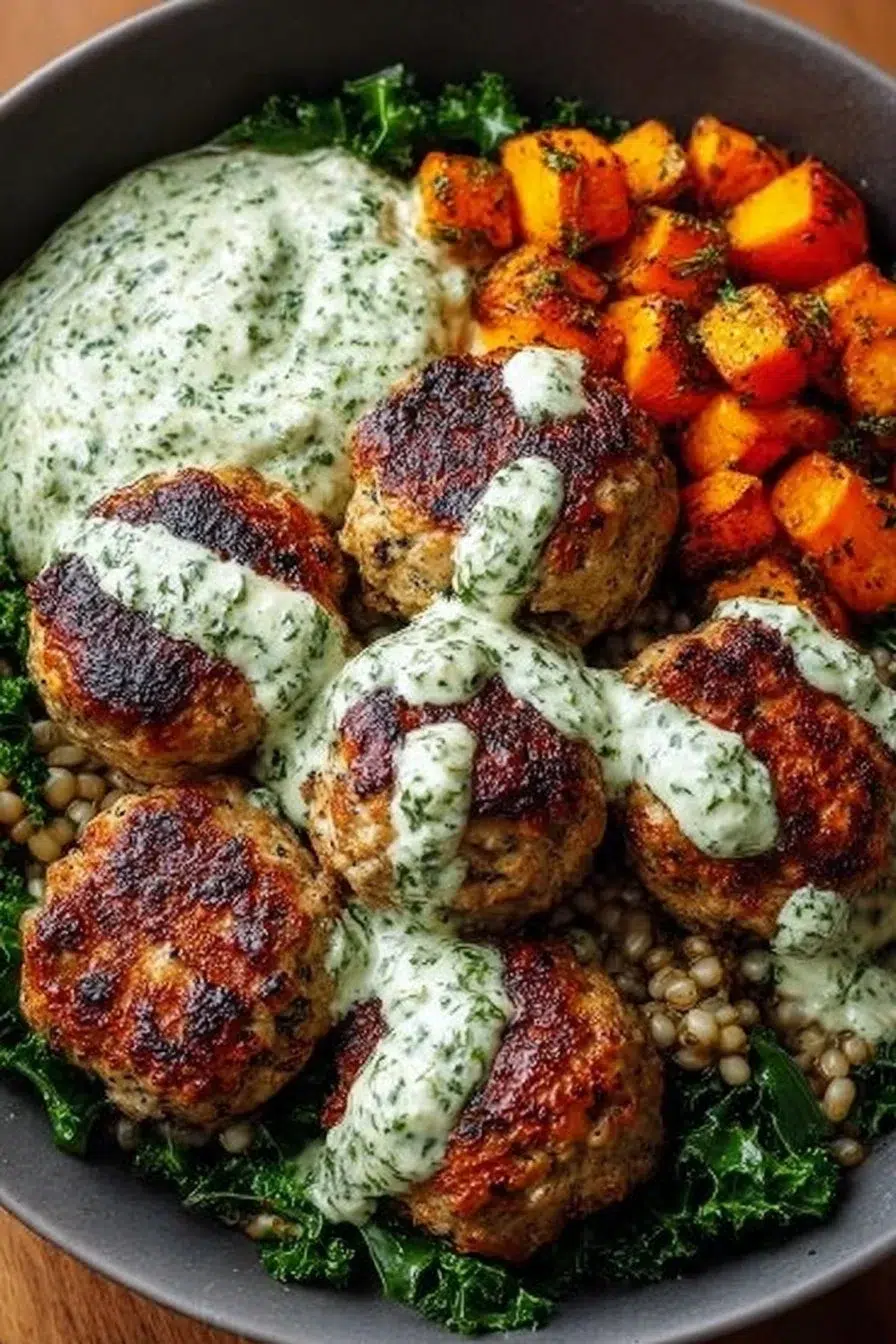 Mediterranean Chicken Meatball Bowls