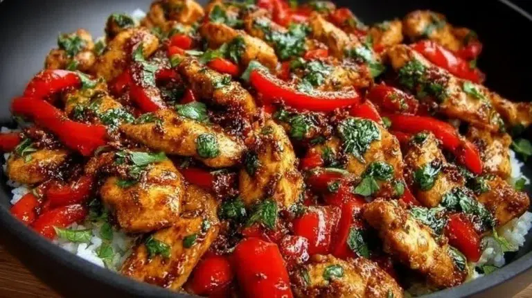 Mediterranean Chicken Stir Fry with colorful vegetables, a healthy dinner option.
